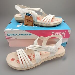 SKECHERS Reggae Slim Sunnyside 2.0 Memory Foam Sandals Stretch Women's Size 10